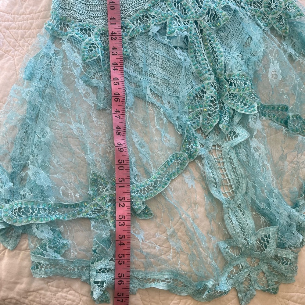 Janine Crochet and Lace Dress. Turquoise. Size M - Picture 16 of 16